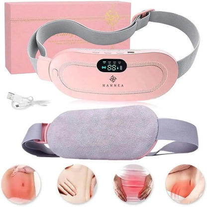 Cordless Period Pain Relief Heating Pad – Fast Heat Menstrual Cramp Massager with 4 Modes