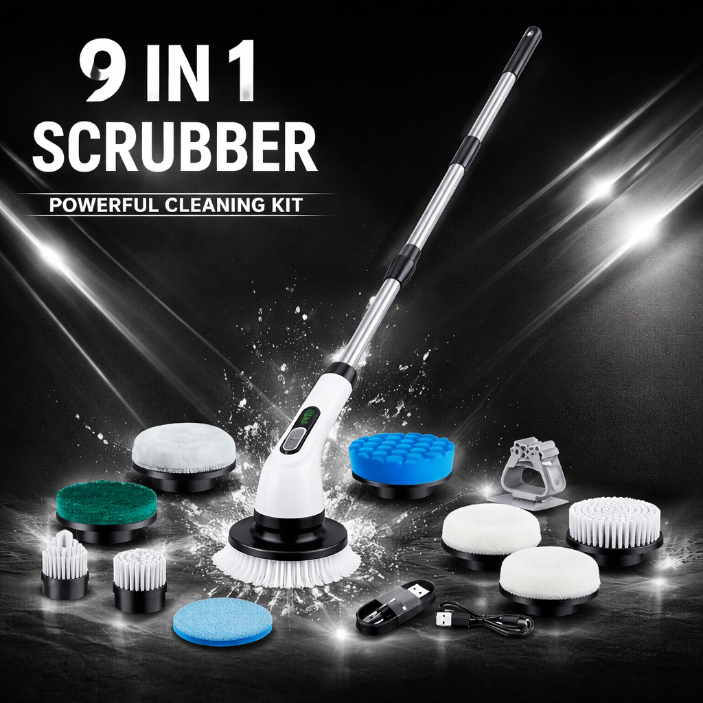 9-in-1 Cordless Electric Spin Scrubber With Extendable Handle