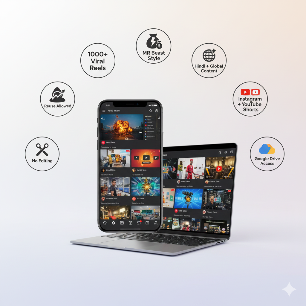 1000+ Viral MR Beast Style Reels Bundle (Hindi + Global Clips)