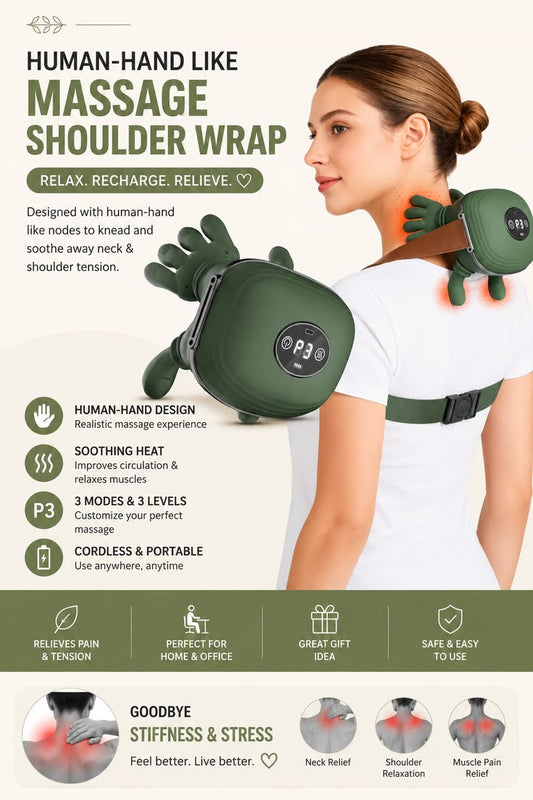 Cordless Neck & Shoulder Massager – Deep Kneading Shiatsu Massage with Heat for Pain Relief