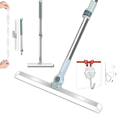 Magic Broom Silicone Floor Wiper – 180° Rotating Squeegee with Stainless Steel Extendable Handle