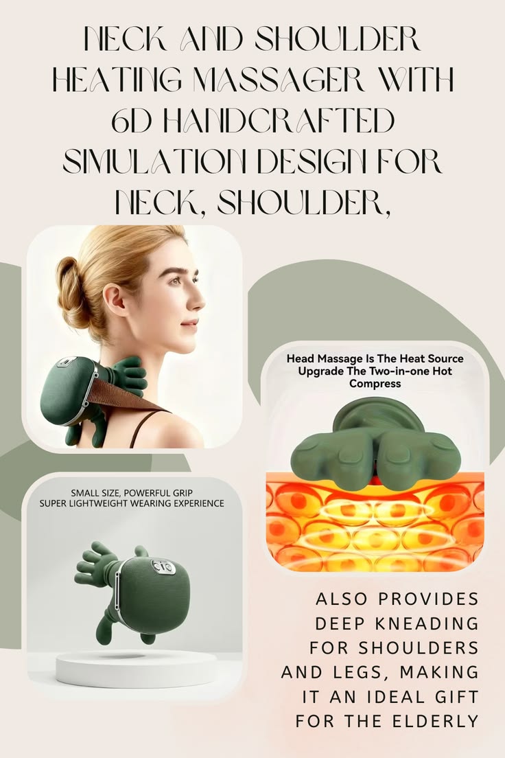 Cordless Neck & Shoulder Massager – Deep Kneading Shiatsu Massage with Heat for Pain Relief
