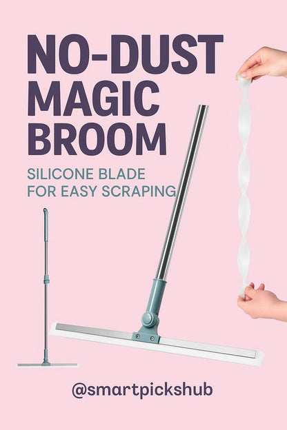 Magic Broom Silicone Floor Wiper – 180° Rotating Squeegee with Stainless Steel Extendable Handle