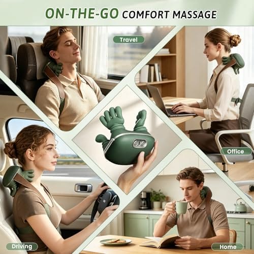 Cordless Neck & Shoulder Massager – Deep Kneading Shiatsu Massage with Heat for Pain Relief