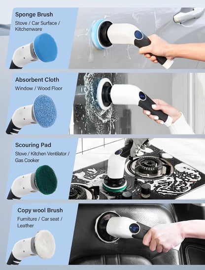 9-in-1 Cordless Electric Spin Scrubber With Extendable Handle