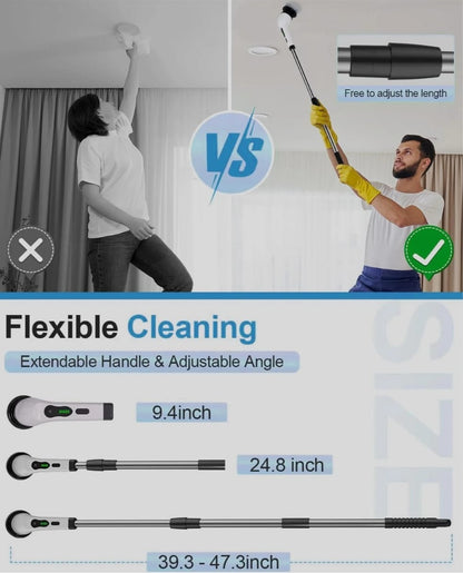 9-in-1 Cordless Electric Spin Scrubber With Extendable Handle