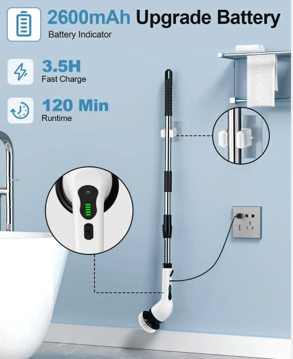 9-in-1 Cordless Electric Spin Scrubber With Extendable Handle