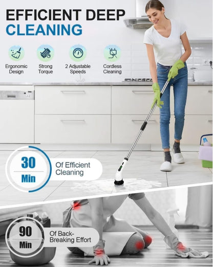 9-in-1 Cordless Electric Spin Scrubber With Extendable Handle