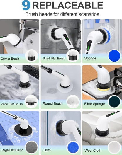 9-in-1 Cordless Electric Spin Scrubber With Extendable Handle
